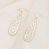 Micki Olaguer Earrings Gold Tone / White Cathedral Mother-of-Pearl Drop Earrings
