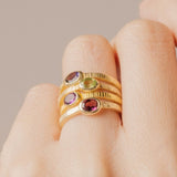 Love Notch Baby Oval Gemstone Stack Rings