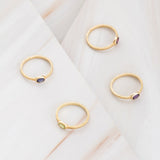 Emblem Jewelry Rings Love Notch Baby Oval Gemstone Stack Rings