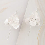 Emblem Jewelry Earrings Silver Tone Blooming Camellia Flower Drop Earrings