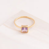 Emblem Jewelry Rings Purple Amethyst / Square Signature Candy Gemstone Stack Rings (Ring Size 6)