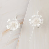 Emblem Jewelry Earrings Silver Tone Lucky Chrysanthemum Flower Drop Earrings