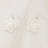 Emblem Jewelry Earrings Silver Tone Peony Bouquet Mother-of-Pearl Drop Earrings