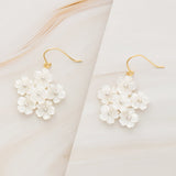 Emblem Jewelry Earrings Gold Tone Peony Bouquet Mother-of-Pearl Drop Earrings