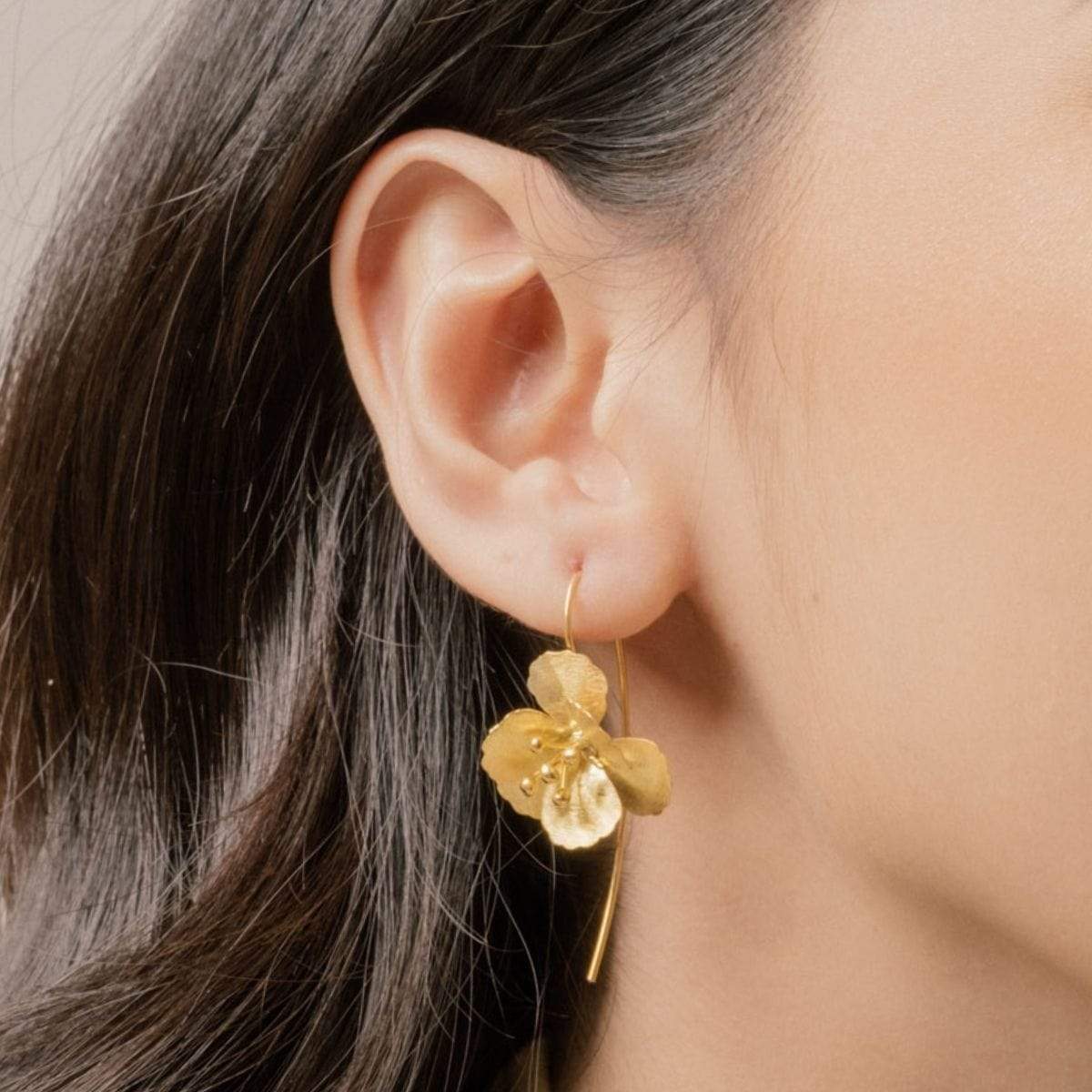 Emblem Jewelry Earrings Blooming Camellia Flower Drop Earrings