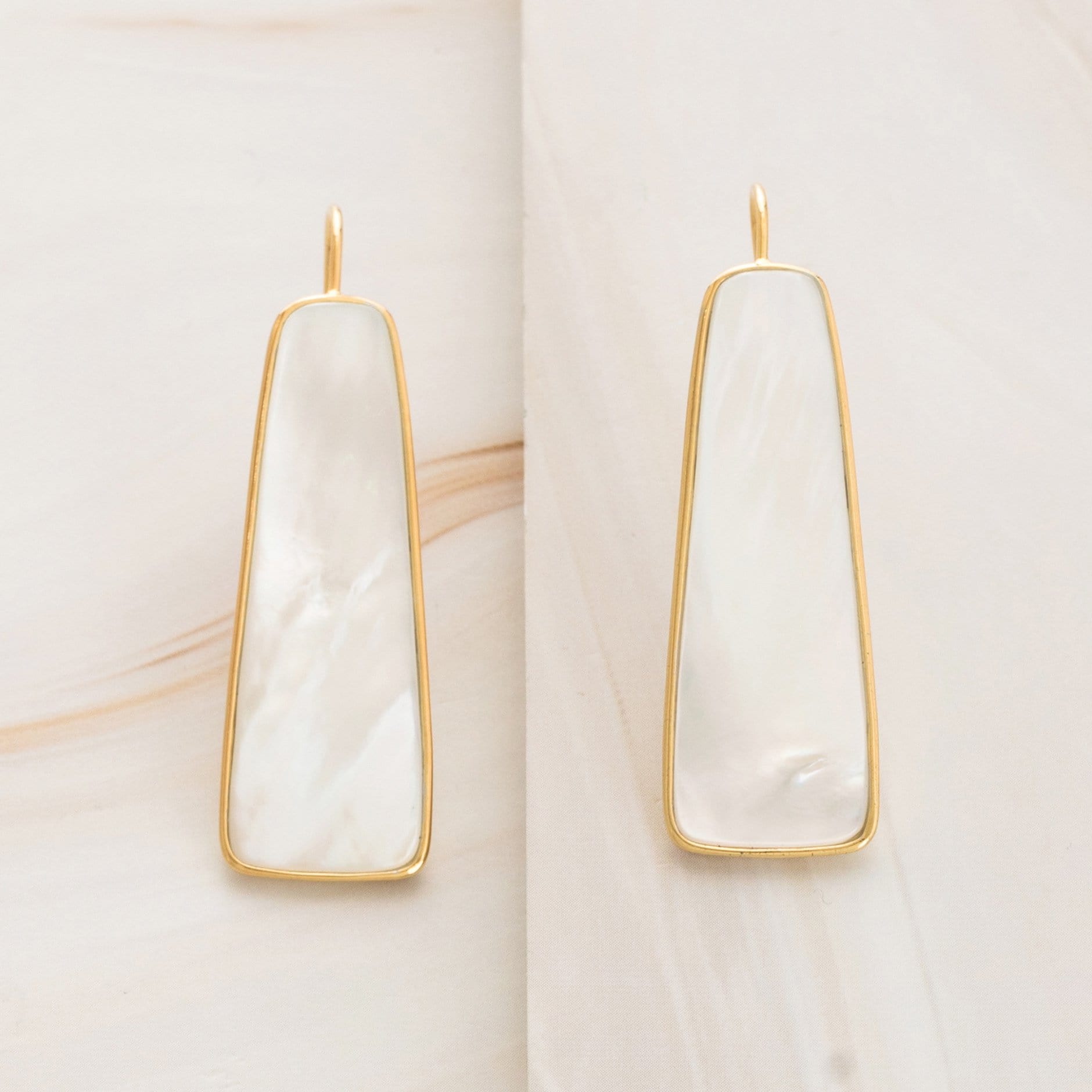 Emblem Jewelry Earrings Gold Tone / White Column Mother-of-Pearl Drop Earrings