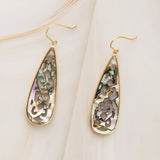 Micki Olaguer Earrings Gold Tone / Peacock Cathedral Mother-of-Pearl Drop Earrings