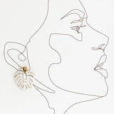 Micki Olaguer Earrings Monsterra Leaf Mother-of-Pearl Gemstone Stud Earrings
