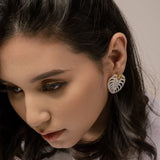 Micki Olaguer Earrings Monsterra Leaf Mother-of-Pearl Gemstone Stud Earrings