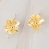 Emblem Jewelry Earrings Gold Tone Blooming Azalea Flower Drop Earrings