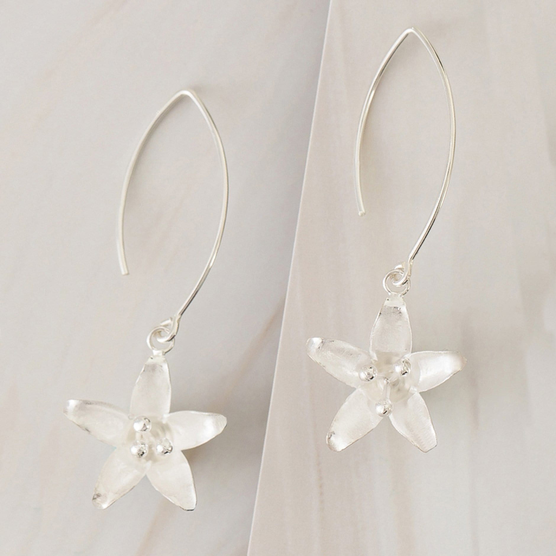Emblem Jewelry Earrings Silver Tone Spring Starflower Drop Earrings