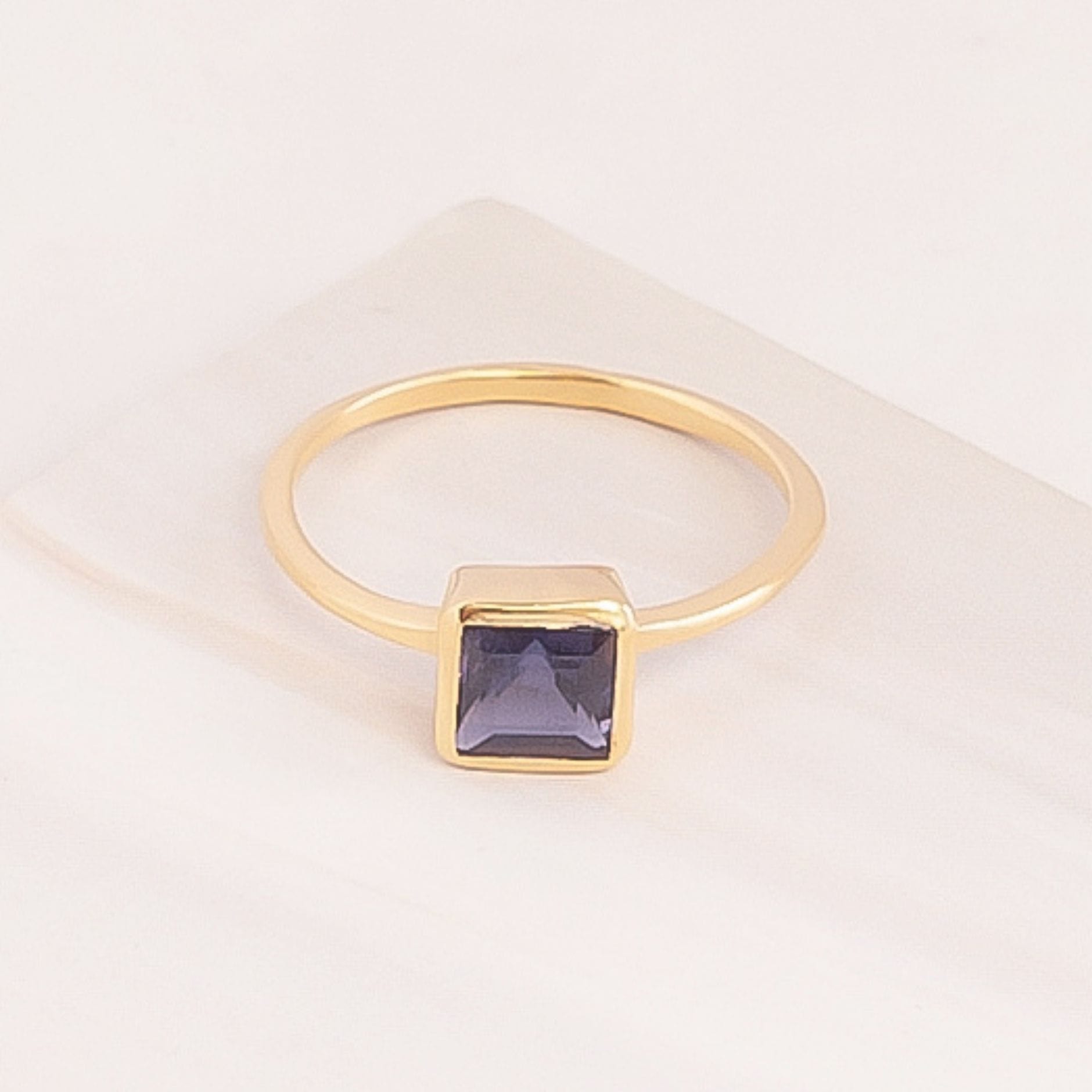 Emblem Jewelry Rings Blue Iolite / Square Signature Candy Gemstone Stack Rings (Ring Size 5)
