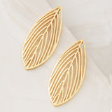Emblem Jewelry Earrings Gold Tone Summer Guava Leaf Statement Earrings