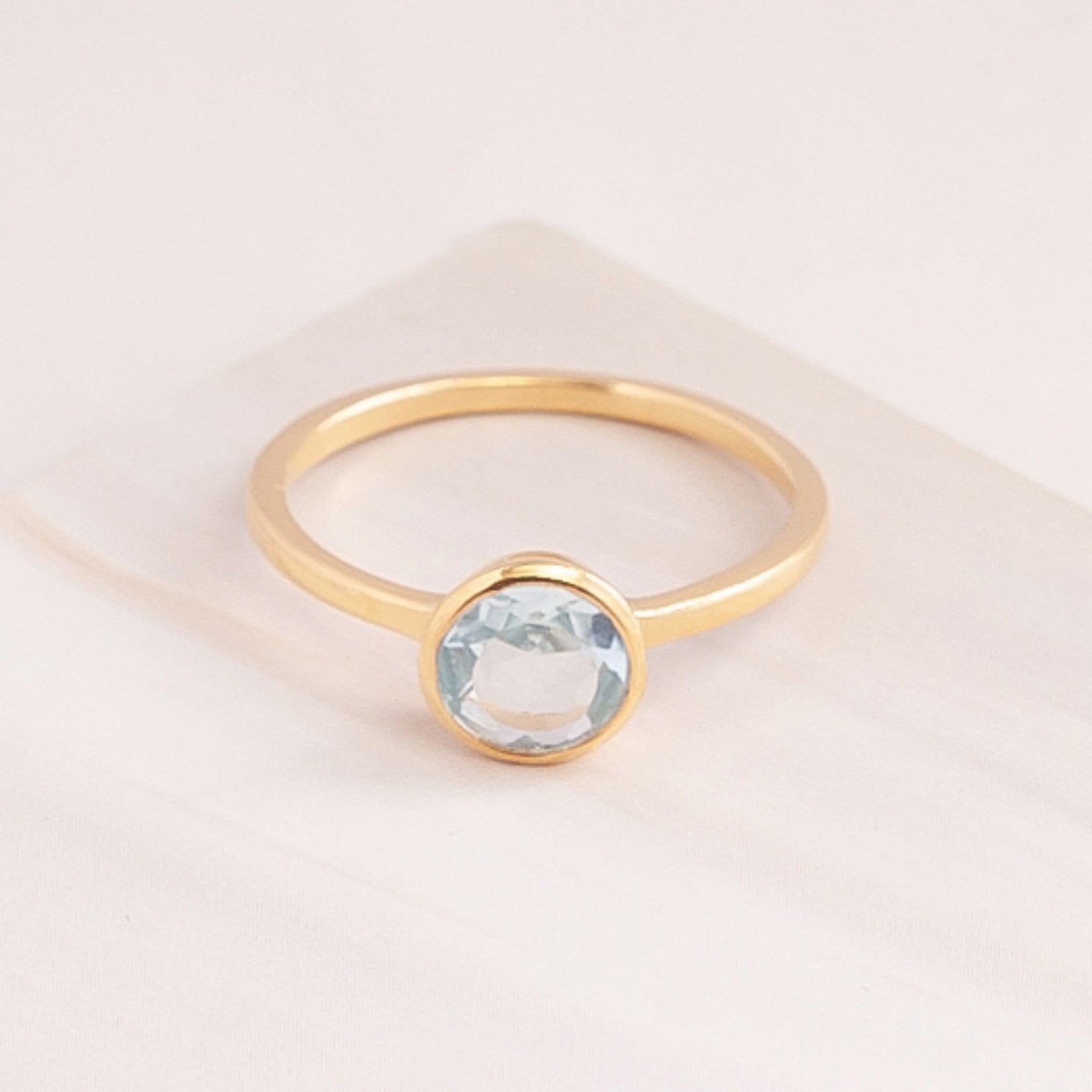 Emblem Jewelry Rings Blue Topaz / Round Signature Candy Gemstone Stack Rings (Ring Size 7)