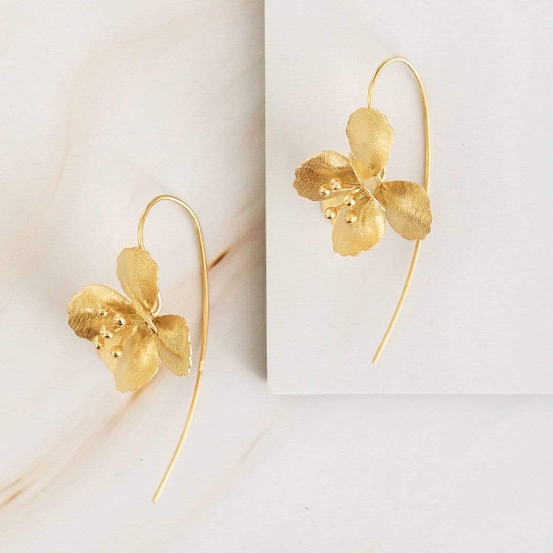 Emblem Jewelry Earrings Blooming Camellia Flower Drop Earrings