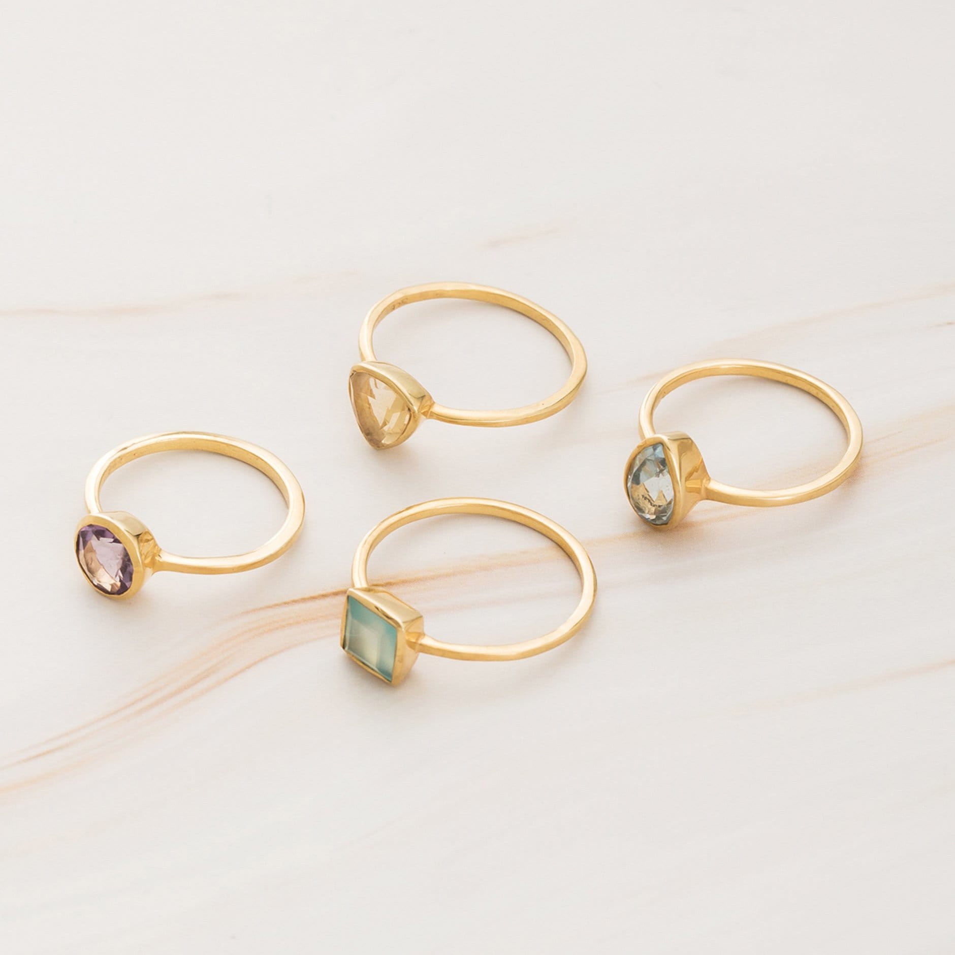 Emblem Jewelry Rings Signature Candy Gemstone Stack Rings (Ring Size 4)