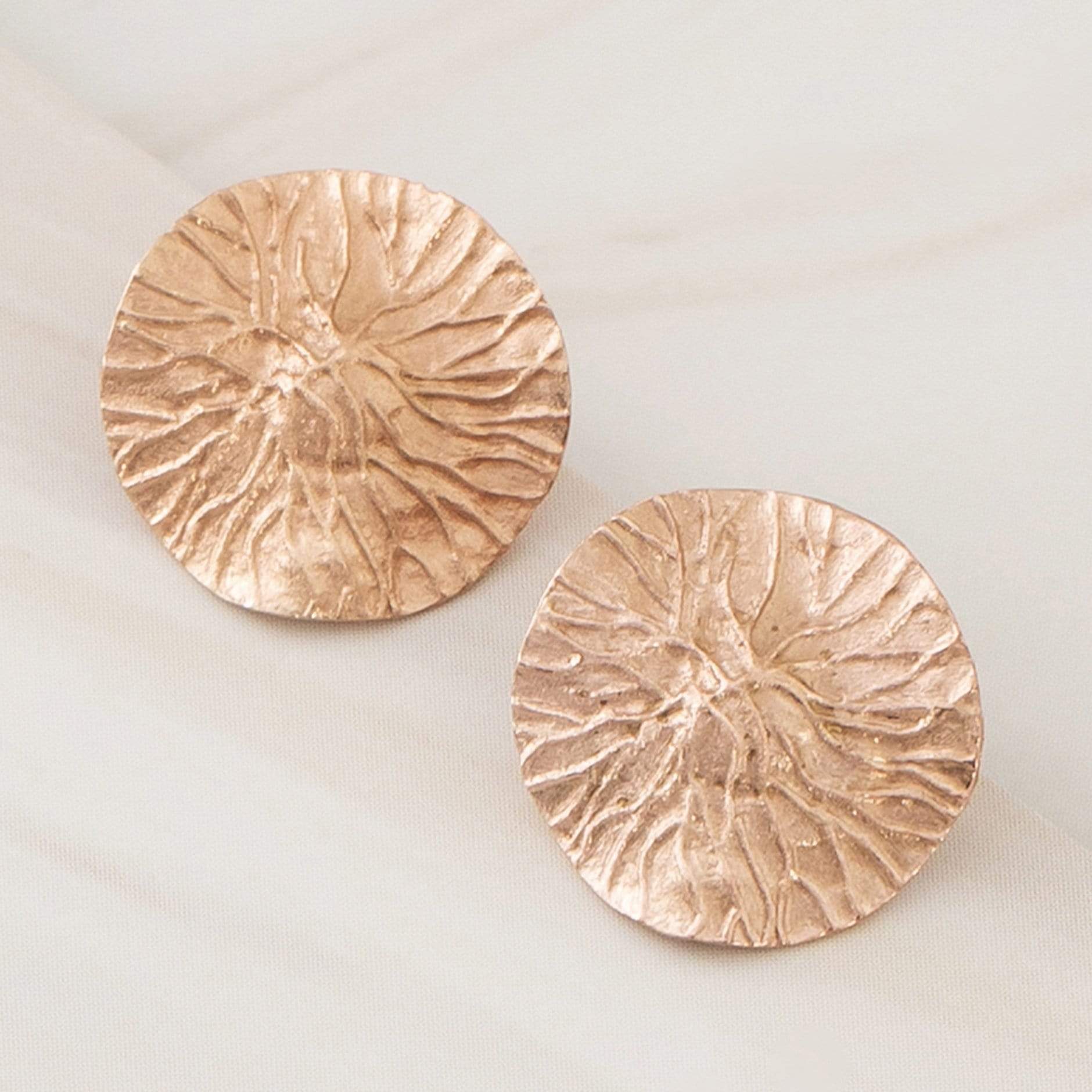 Emblem Jewelry Earrings Rose Gold Tone Large Lily Pad Disc Statement Earrings