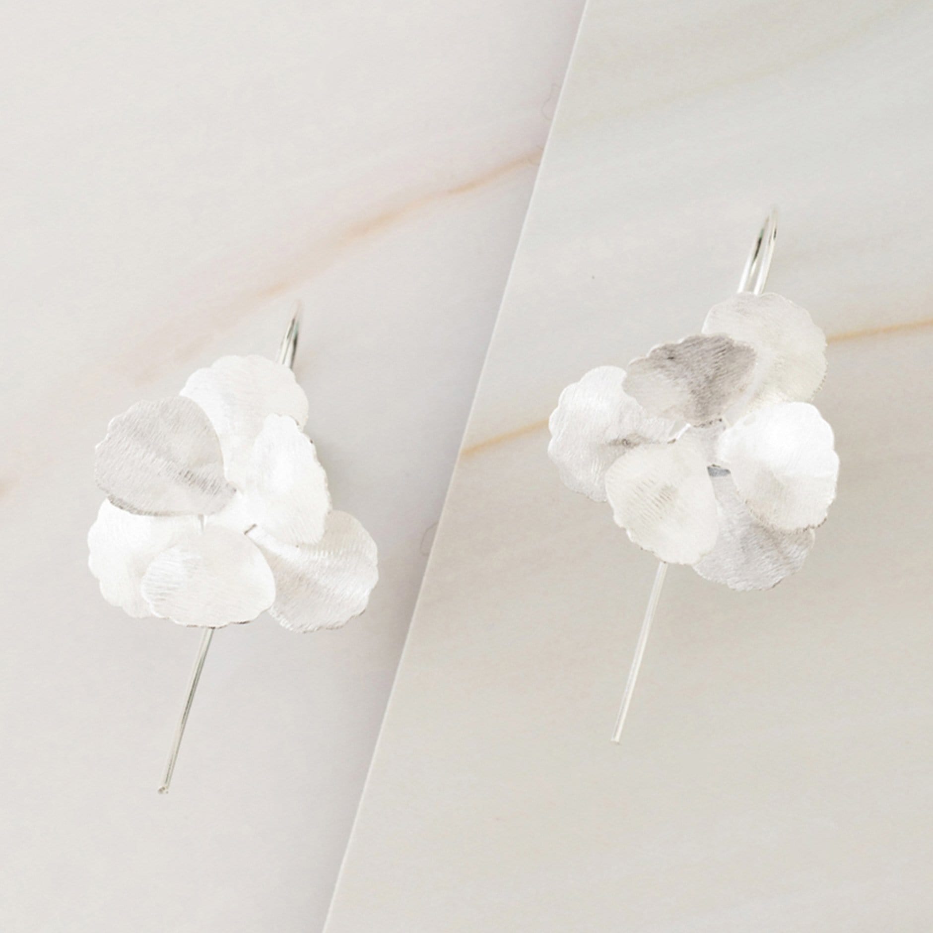 Emblem Jewelry Earrings Silver Tone Spring Hydrangea Flower Drop Earrings