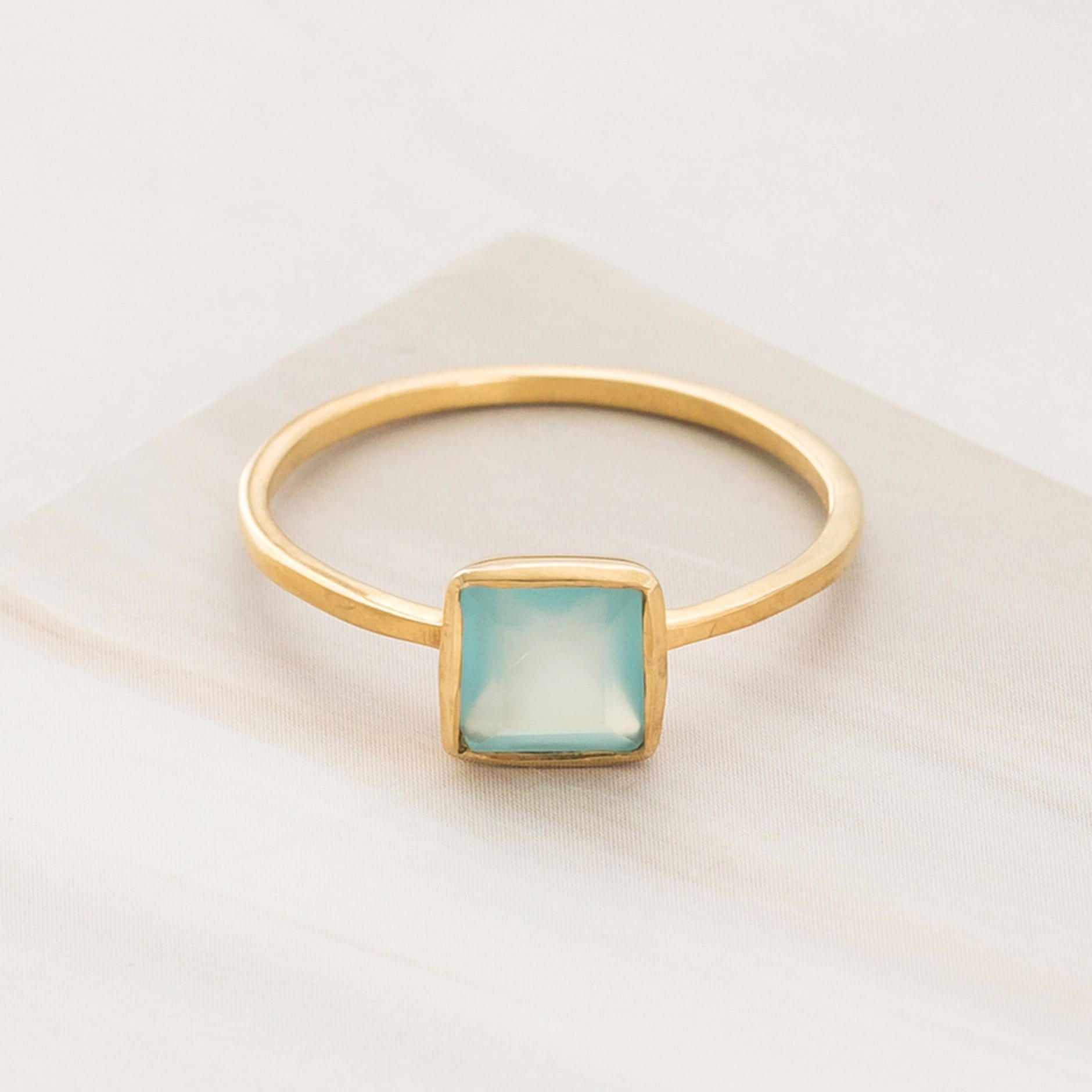 Emblem Jewelry Rings Chalcedony / Square Signature Candy Gemstone Stack Rings (Ring Size 7)