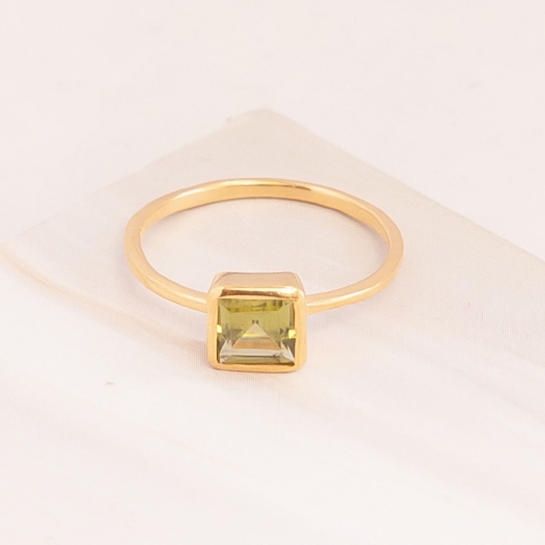 Emblem Jewelry Rings Green Peridot / Square Signature Candy Gemstone Stack Rings (Ring Size 4)
