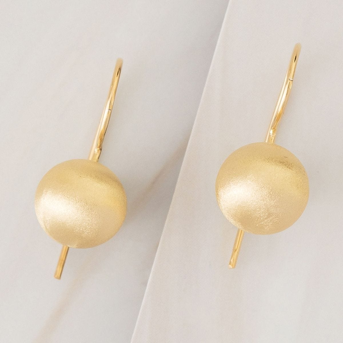 Emblem Jewelry Earrings Gold Tone / 10 mm Terrene Matte Ball Drop Earrings