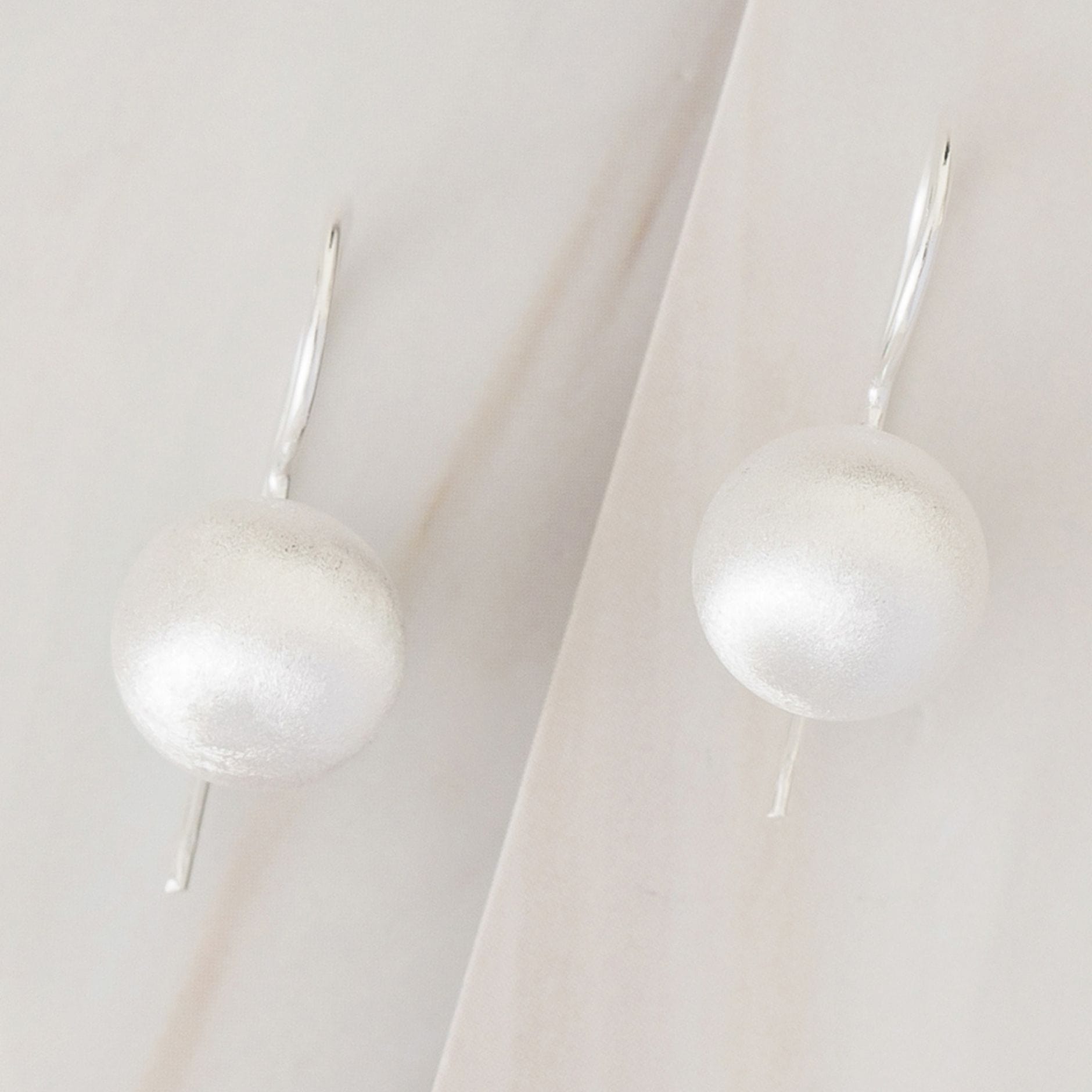 Emblem Jewelry Earrings Silver Tone / 14 mm Terrene Matte Ball Drop Earrings