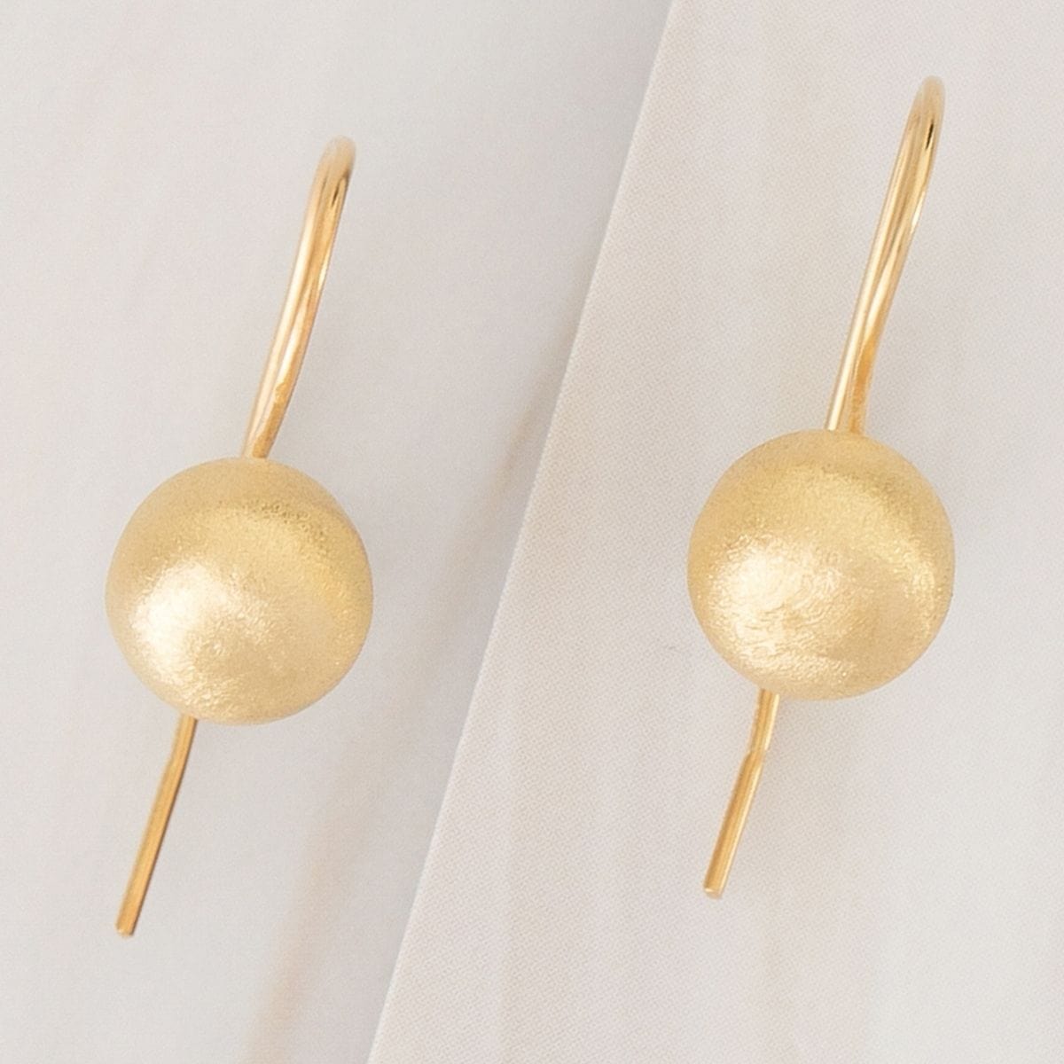 Emblem Jewelry Earrings Gold Tone / 8 mm Terrene Matte Ball Drop Earrings
