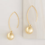Emblem Jewelry Earrings Gold Tone / 10 mm Terrene Dancing Matte Ball Drop Earrings