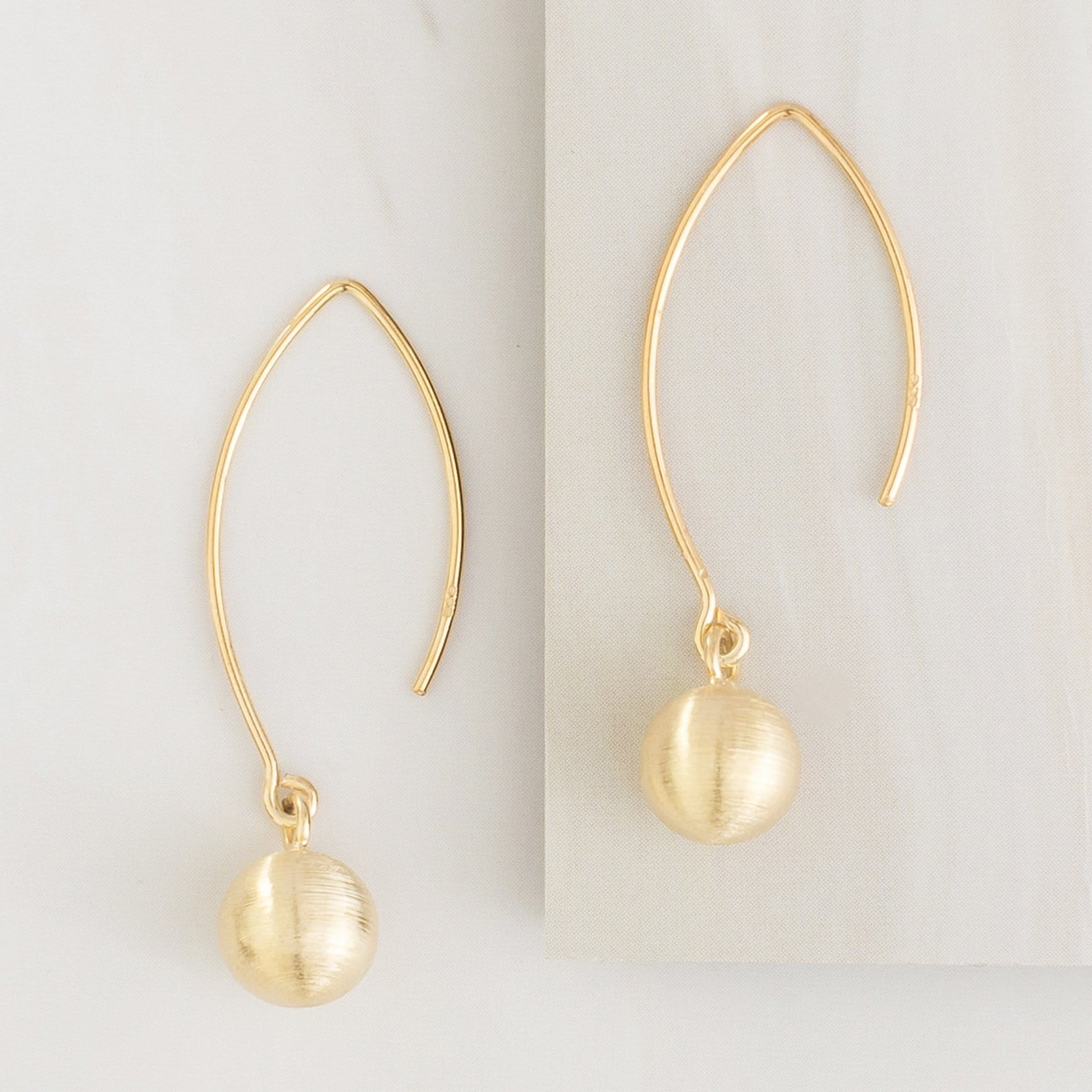 Emblem Jewelry Earrings Gold Tone / 8 mm Terrene Dancing Matte Ball Drop Earrings