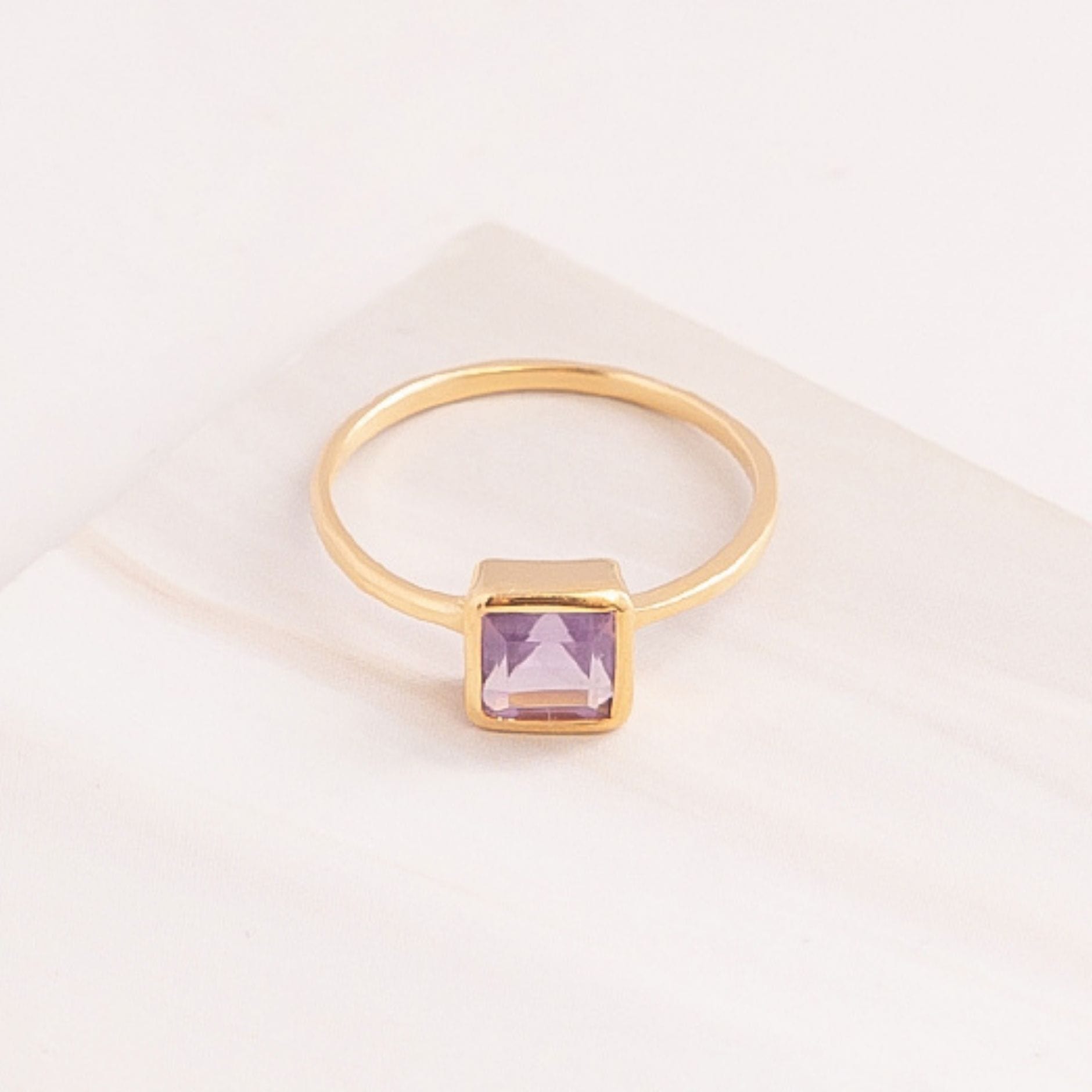 Emblem Jewelry Rings Purple Amethyst / Square Signature Candy Gemstone Stack Rings (Ring Size 4)