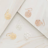 Emblem Jewelry Earrings Lucky Flower of Life Lace Disk Earrings