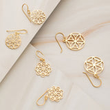 Emblem Jewelry Earrings Lucky Flower of Life Lace Disk Earrings