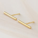 Emblem Jewelry Earrings Gold Tone Morse Code Dash Minimalist Stud Earrings