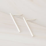 Emblem Jewelry Earrings Silver Tone / 3/4 inch Inch Stick Minimalist Earrings
