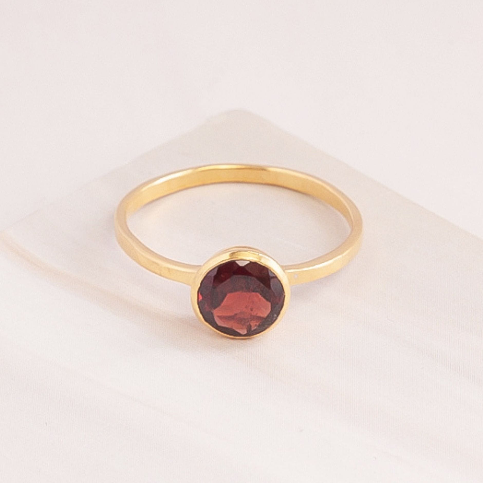 Emblem Jewelry Rings Red Garnet / Round Signature Candy Gemstone Stack Rings (Ring Size 4)