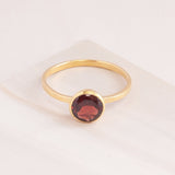 Emblem Jewelry Rings Red Garnet / Round Signature Candy Gemstone Stack Rings (Ring Size 6)