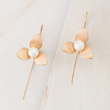 Emblem Jewelry Earrings Rose Gold Tone Lucky Tiger Lily Flower Pearl Drop Earrings