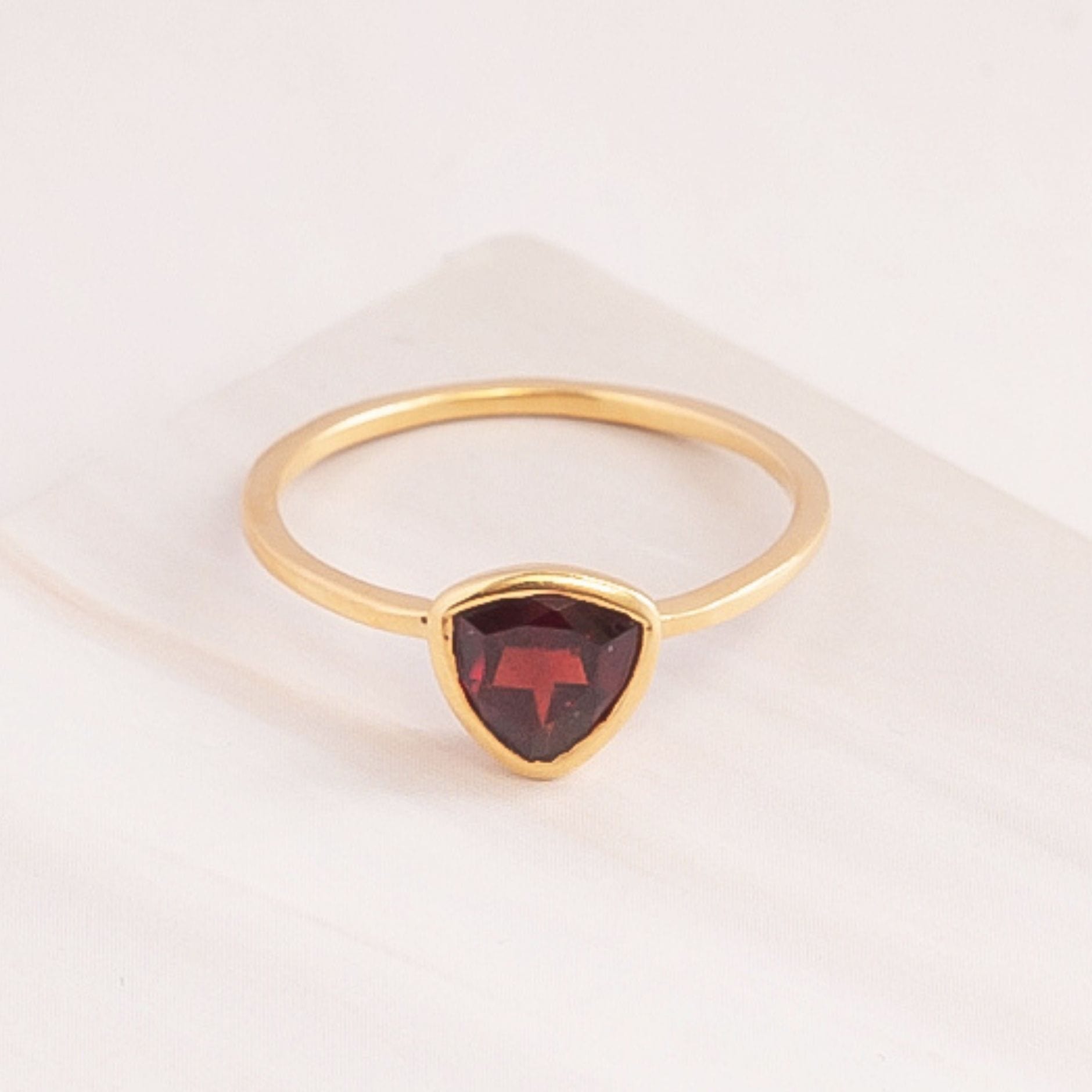 Emblem Jewelry Rings Red Garnet / Triangle Signature Candy Gemstone Stack Rings (Ring Size 4)