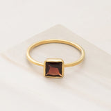 Emblem Jewelry Rings Red Garnet / Square Signature Candy Gemstone Stack Rings (Ring Size 9)