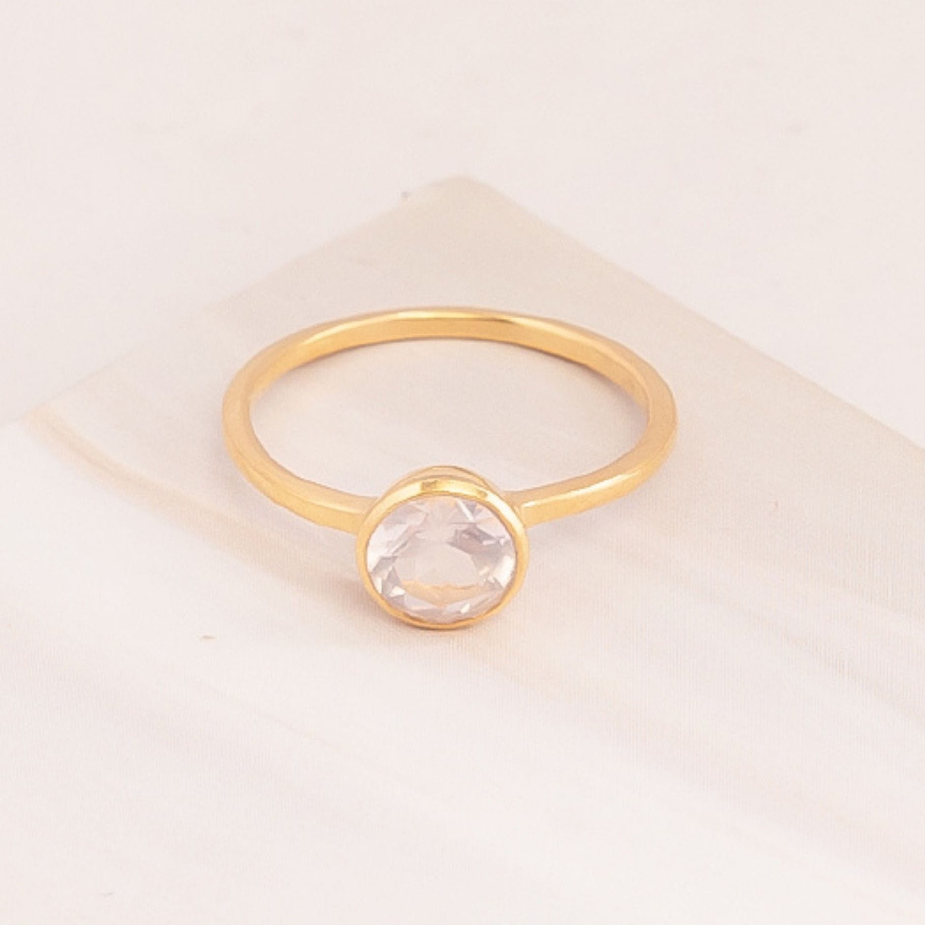 Emblem Jewelry Rings Rose Quartz / Round Signature Candy Gemstone Stack Rings (Ring Size 5)