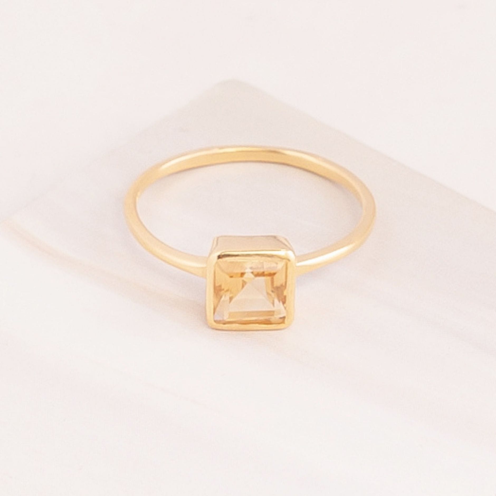Emblem Jewelry Rings Yellow Citrine / Square Signature Candy Gemstone Stack Rings (Ring Size 6)